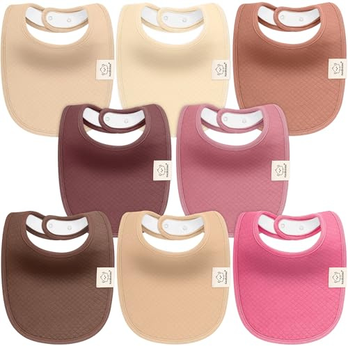 KeaBabies 8er-Pack Bio Baby Lätzchen Mädchen und Jungen – Lätzchen Baby Baumwolle, Sabberlätzchen Baby zum Zahnen, Weich und Saugfähig Babylätzchen Abwaschbar for Säuglinge und Kleinkinder (Rosewood)