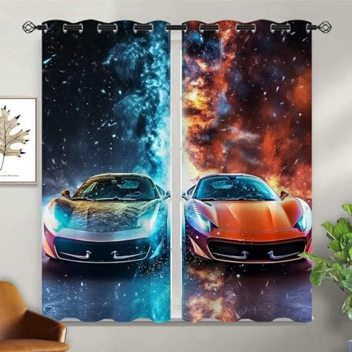 EXSANLIEAY Verdunklungsvorhänge Skelett, Vorhang Blickdicht Anlage Vorhänge mit öSen 2er Set für Schlafzimmer Kinderzimmer, Deko Gardinen Wohnzimmer - B140 x H260 cm