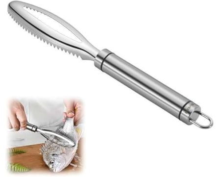 Báscula de pescado, raspador de pescado profesional de acero inoxidable 304, ayudante de cocina de pescado para una limpieza rápida de la piel de pescado para cocina, cuchillo para filetear pescado