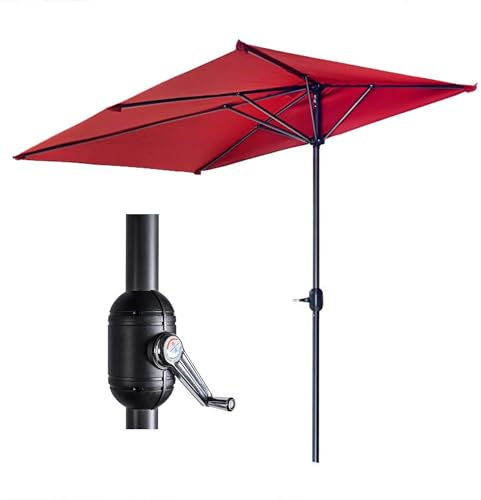 Halbrundes Außen Patio Sonnenschirm Höhe 225cm/245cm Balkon Sonnenschutz Gartenschirm Für Bar Patio Balkon Café Geschäft Ohne Ständer(Weinrot,200cm/6.5ft)