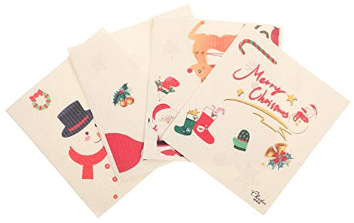 Cabilock 12 STK Weihnachts-küchen Lappen Kochgeschirr Schrubber Geschirrtücher Für Den Haushalt Natürlicher Meeresschwamm Santa Putztuchserviette Schaumschwamm Holzzellstoff Baumwolle