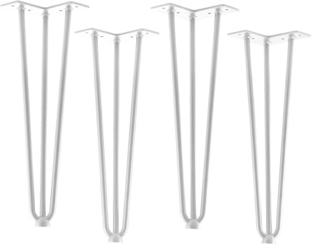 SOTECH 4 Stück Haarnadelbeine weiß 406 mm 3 Streben Hairpin Legs | Möbelfüße für Couchtische und Bänke Tischbein