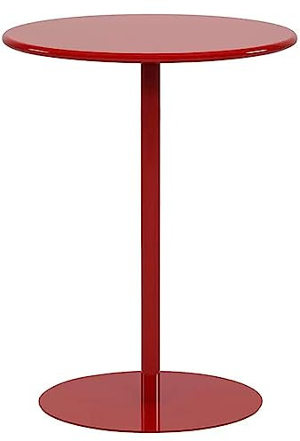 Garten-Esstisch, Bistrotisch aus Metall, Eisen, mit stabilem Sockel, für drinnen und draußen, Möbel für Esszimmer, runder Couch-Esstisch (rot, 48 x 72 cm)