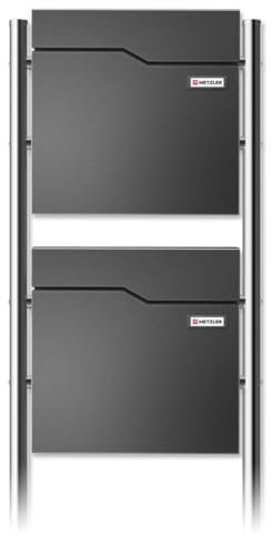 Metzler Standbriefkasten für 2 Parteien in DB 703 Eisenglimmer – Doppelbriefkasten freistehend 2er für Mehrfamilienhaus mit Zeitungsfach, Edelstahl Standfüße und austauschbarem Namensschild