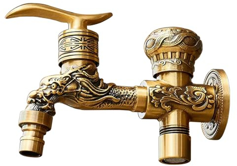 Robinet de jardin extérieur finition laiton antique support mural 1,27 cm double robinet d'eau froide pour irrigation de jardin robinet résistant au gel