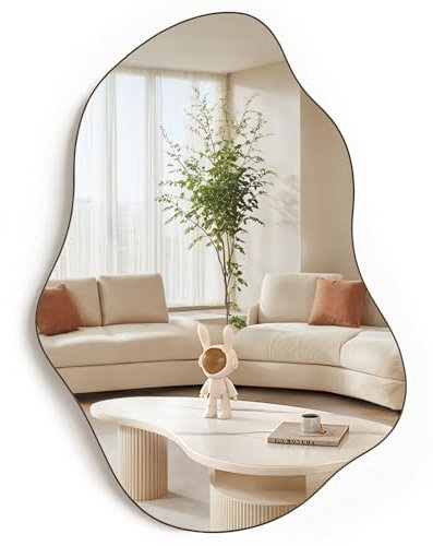 ZENIDA Specchio da bagno senza cornice, 70x50 cm Specchio a parete irregolare per soggiorno camera ingresso decorazione