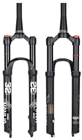 BSFHQS Mountainbikes Federgabel 26/27,5/29 Zoll 1-1/8 Gerade/konische Fahrrad-Luftfedergabel Federweg 120MM 9 * 100MM QR Scheibenbremsen Fahrrad Vordergabeln Manuell/Fernsperre(Tapered-Manual,29)