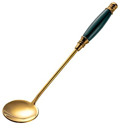 Cucchiai di grandi dimensioni squisite cucchiaio di caffè in acciaio inossidabile creativo cucchiaio piccolo manico in ceramica cucchiaio da cucchiaio da tavolo cucchiaio (colore: verde oro)