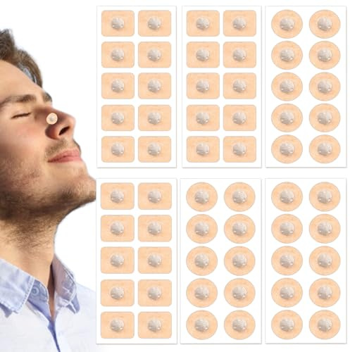 60 Stück Magnetische Nasenpflaster, Nasenpflaster Magnet, ohne Magnethalter | Anti Schnarch Nasenpflaster Magnet Besser Atmen, Geeignet für die meisten Magnetischer Nasenstreifen (Quadratisch + Rund)