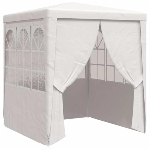 Tonnelle de Jardin, Tente de Réception Pavillon Barnum de Jardin avec parois latérales 2x2 m Blanc 90 g/m²