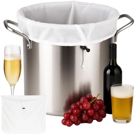 Sac de Filtration pour Brassage 46x40cm, Sacs filtrants Blancs pour Brassage Maison, Vin, Lait Végétal, Jus, Confiseries, Tamis, Sécuritaire et Facile à Nettoyer, Sac Filtre Cuisine
