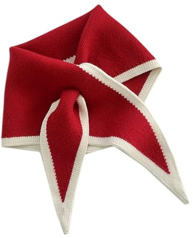 Wnzdp Knitted Triangle Scarf, Warm Red Neck Scarf for Women, Stylish Red Triangle Scarf for Women UK, Knitted Scarf for Daily Fashion Accessory Winter Warmth and Versatile Styling