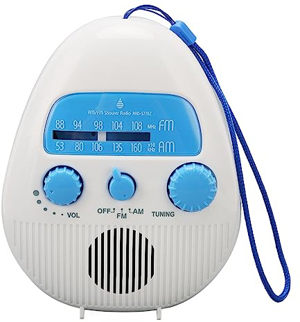 Bärbar duschradio, stänkskyddad AM/FM-radio med vridknapp, for utomhusbruk i badrummet