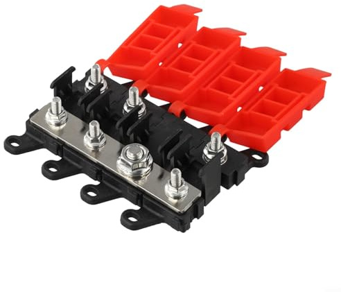 WIIYENA Soporte de bloque de fusibles para fusible midi, 200 A, 3/4/5/6 vías para coche, camión, caravana, barco, construcción de acero inoxidable y goma