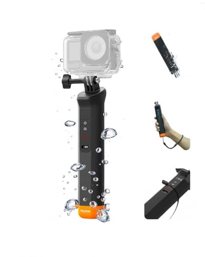 TELESIN Empuñadura Flotante Selfie Impermeable con Mando Bluetooth para dji Osmo Action 6 5 Pro 4, Accesorio de Montaje Compatible con cámaras de acción dji para Deportes acuáticos y Vlogs