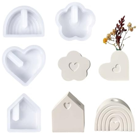 4 Moldes de Silicona para Velas, Kit para Hacer Velas Artesanales 3D, Moldes Silicona Manualidades de para Jabones, Yeso, Cemento, Decoración de Arreglos Florales