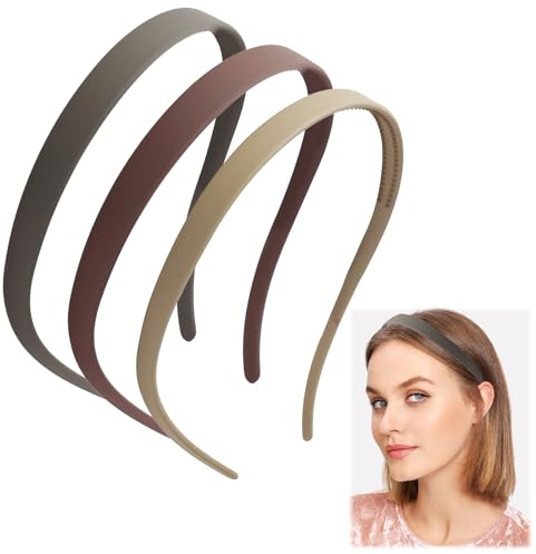 3 st. sicksackhårband, pannband för glasögonbärare, huvudvärksfritt pannband, matt finish, halkfria hårband, kvinnor, för glasögon, dagligt bruk, utomhussport (kaki, mörkbrun, vinröd)
