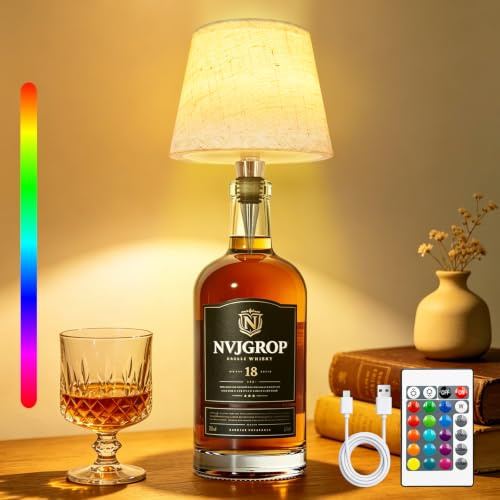 NABORYX Flaschenlampe,Flaschenlicht Touch-Steuerung,wiederaufladbar, | RGB-Leinen-Flaschenverschluss,Lampe mit kontinuierliche Nutzung für 20–60 Stunden,geeignet für Bar,Restaurant.