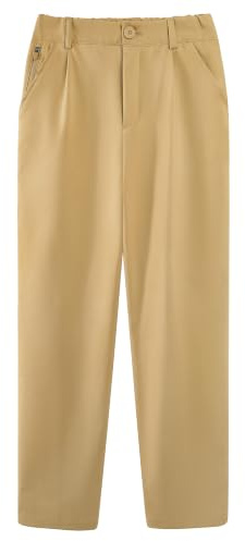 LOLANTA Barn golfbyxor vattentåliga junior pojkar chinos barn skola sportbyxor rak passform justerbar midja uniform byxor, Khaki, 12-13 År