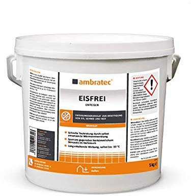 Ambratec Eisfrei 5kg Eimer, Enteisungsgranulat, Eisfrei, Schneefrei, bis zu 3 Tage Wirkung, Umweltfreundlich, Winterdienst, Streugut, sparsam