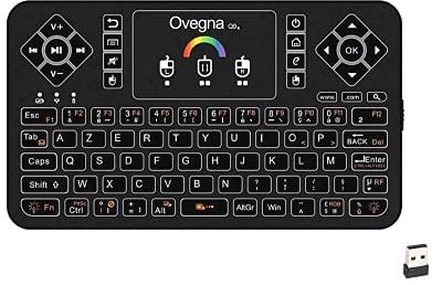 Ovegna (Nuevo) Q9: Mini Teclado Bluetooth inalámbrico, AZERTY con Touchpad RGB, Retroiluminación LED, Batería Recargable para tabletas iOS, Android, IPTV, HTPC, Fire TV, Raspberry, Linux, PC