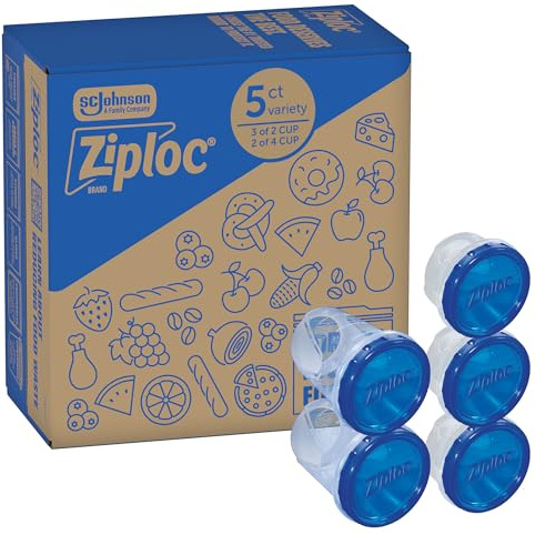 Ziploc Twist N Loc Food Storage Meal Prep Containers, Variety Pack, 5 Count