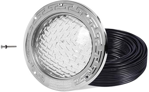 HQUA PN01 LED Inground Pool Lighting System 120V AC 10 Inch 40W, 6500K Cool White, 100 Feet Cord