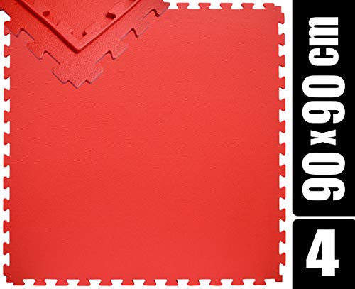 EYEPOWER 12mm dick: 0.8qm Bodenschutzmatte Fitness 90x90 - Home Gym Sportmatte Puzzle - Matte Crosstrainer Kraftstation Laufband Matte Ergometer Zubehör - Yoga Matte Hantel Zubehör Matte Gewichte