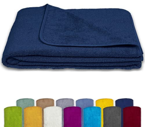 KiGATEX Coperta in spugna 100% cotone, coperta estiva, copriletto, telo mare, lavabile, certificato Öko-Tex, 150 x 200 cm, blu marino
