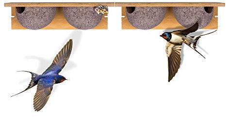 BigDean 2 Stück Schwalbennistkasten Doppelnest Schwalbennest Mehlschwalbennest Nistkasten Nisthilfe Schwalben Holzbeton