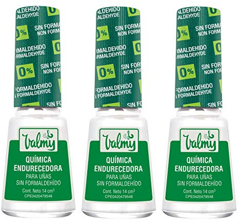 Valmy Química Endurecedora de Uñas, Libre de Formaldehído 7 Free, Tratamiento Fortalecedor y Protector - 3 Unidades de 14 ml, Total: 42 ml