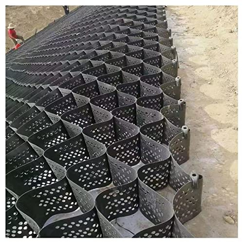 SHUGUANGGUDE Gazon Dalle Stabilisatrice,Stabilisateur Gravier,Polyéthylène Géocellule en Nid d'abeille,Haut Pavés De Sol De Grille Géo pour Les Travaux De sous-Sol,3 * 3m(9.84 * 9.84ft)