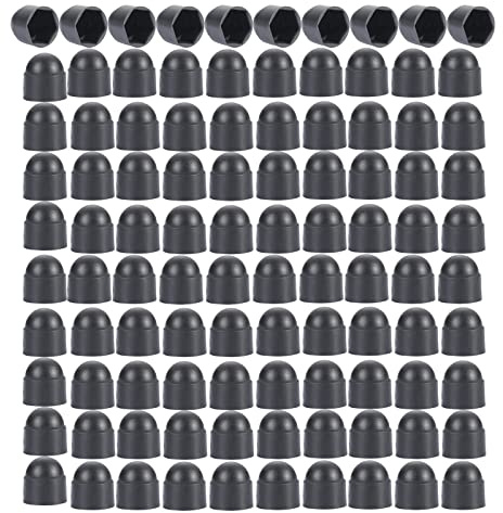 M8 (13 mm Schraubenschlüssel) Kunststoffmutter und Bolzenschutz, Überwurfmutter, Kuppelabdeckung, Sechskantmutter-Schutzkappen, kein Gewinde, 100 Stück