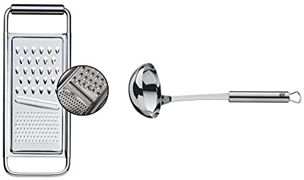 WMF Küchenreibe Kartoffelreibe Gurkenhobel Cromargan Edelstahl rostfrei spülmaschinengeeignet & Schöpflöffel 30 cm Profi Plus Cromargan Edelstahl rostfrei teilmattiert