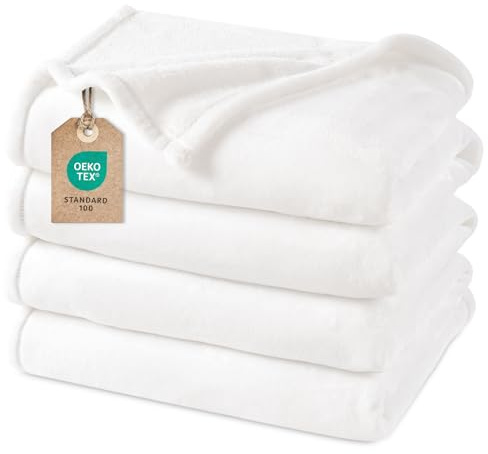 PHF Kuscheldecke Flauschig Fleecedecke 230x270cm - Oeko-Tex Weich Warm Wohndecke, 1PC Decke Blanket für Couch Sofa Bett, Tagesdecken & Kuscheldecken, Sofa überwurfdecke, Weiß