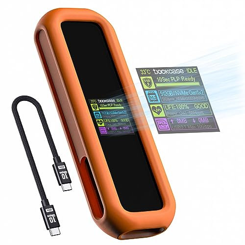 DockCase Smart Case SSD M2 Protezione di Alimentazione di 10s, Rilevamento della salute dell'SSD, Doppie Porte USB-C 3.2 Gen 2 (10Gbps) NVMe Case (10s PLP con custodia)