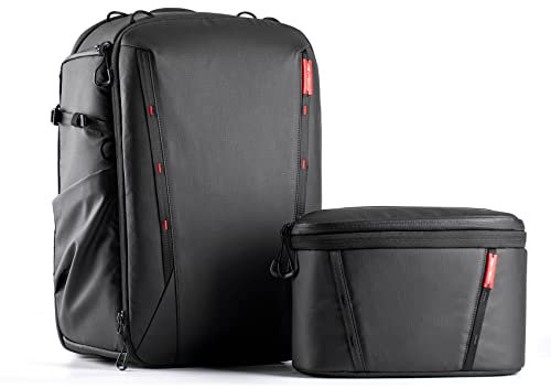 PGYTECH OneMo 2 25-33L Kamerarucksack mit Umhängetasche Professionelle, Fotorucksack Groß mit Laptopfach Kamera Rucksack Wasserdicht Kompatibel für Sony/Canon/Nikon/DSLR/DJI/FPV, Schwarz