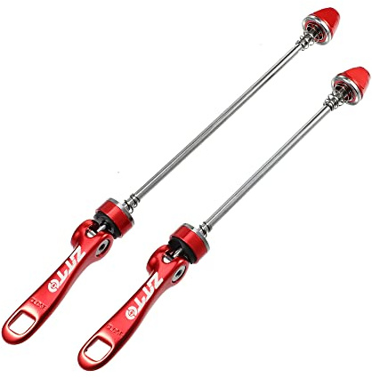 A ABSOPRO 2 Stück Fahrrad Schnellspanner Achsen Spieße Vorne Hinten Rot | Material: Aluminiumlegierung, Stahl, Vorne 15cm, Hinten 19cm, M5x0.8, Mutter 17mm, Passend Für Rennräder, Mountainbikes