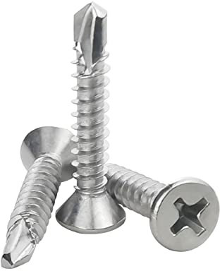 120 pezzi viti autofilettanti per metallo 4,2 x 25 mm, in acciaio inox 410, viti a testa piatta Phillips, viti autofilettanti ad alta resistenza (disponibili da 13 mm a 32 mm)