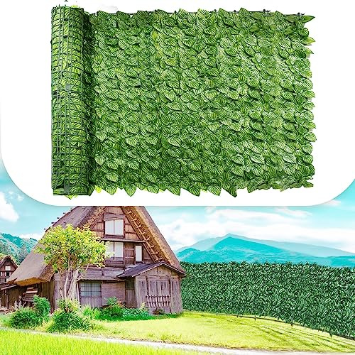 Seto Artificial Hiedra Rollo,Seto Artificial en Rollo,Artificial Pantalla Valla De Privacidad,para Balcón Terraza Jardín Valla Jardín Exterior Planta Decorativa de Pared(Size:1x4m/3.28x13.12ft)