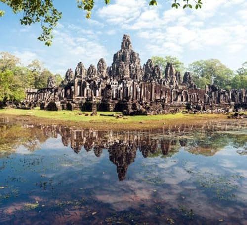adrium Holz-Bild 110 x 100 cm: Angkor Thom Kambodscha Bayon Khmer-Tempel am historischen Ort Angkor Wat (29488001)