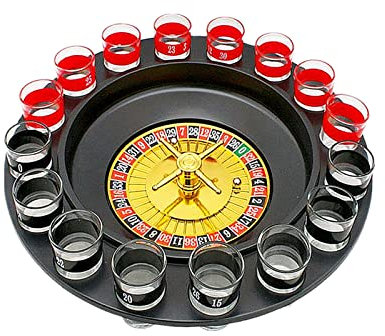 WAGLOS Roulette Trinkspiel Partyspiel Mit Drehrad 16 Schnapsgläsern Und 2 Kugeln Roulettespiel Für Partys Saufspiel Für Erwachsene Party Geschenk Für Männer Und Frauen,Multi Colored