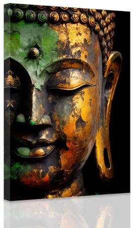 ZXHYWYM Buddha Wall Art Gold Zen Spiritual Picture Buddhist Canvas Print Meditation Yoga Room Bedroom Wall Decor Frame (Buddha - 3, 30.00 x 45.00 cms)