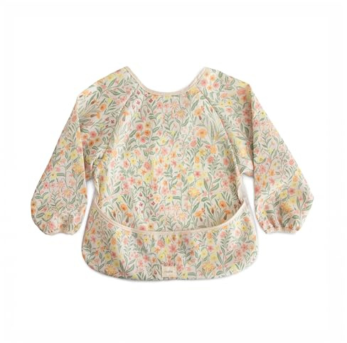 mushie Bavaglino con Maniche Baby Manica Lunga | Bavaglini Impermeabili per Bambini | Vestibilità Regolabile per 6-24 Mesi | Colore: Pastel Blooms