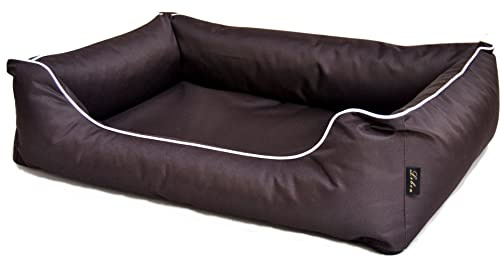 Lebon - Hundebett Paula - 4 Größen - Schwarz - Bordeaux - Türkis - Braun- Grau- Beige - Robust und wasserabweisend - Waschbar - Made IN EU (M, Dunkelbraun)