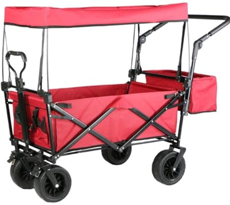 DRMEE Camping Trolley Cart Folding Garden Trolley Cart With Canopy Heavy Duty Wagon Cart Portable Shopping Cart For Outdoor Camping Push-Pull Cart Transport Outdoor (Color : C)