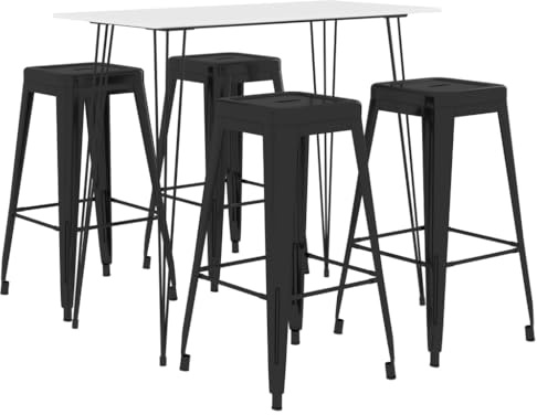 CKioict Eckbank esszimmer Küchen möbel Esstisch-Set 5-TLG. Bar-Set Weiß und SchwarzGeeignet für Wohnzimmer Küche Büro