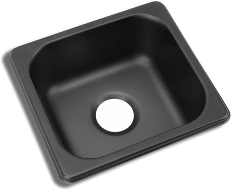 Fregadero de barra negro de 175 x 160 x 70 mm, fregadero de cocina, cuadrado de acero inoxidable, estación de trabajo pequeña, cuenco individual para lavandería, bar, preparación de caravana, patio