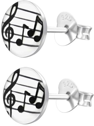 Zenvie Pendientes clave de sol, plata de ley 925, música | plata de ley 925, 7x7 mm, sin níquel, caja de regalo, clave de sol y notas