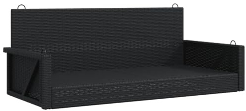 vidaXL Hängebank Schwarz 119x56x48 cm Poly Rattan